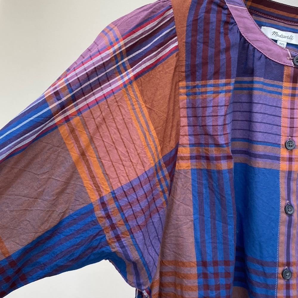 Madewell balloon sleeve plaid top - Picture 6 of 7